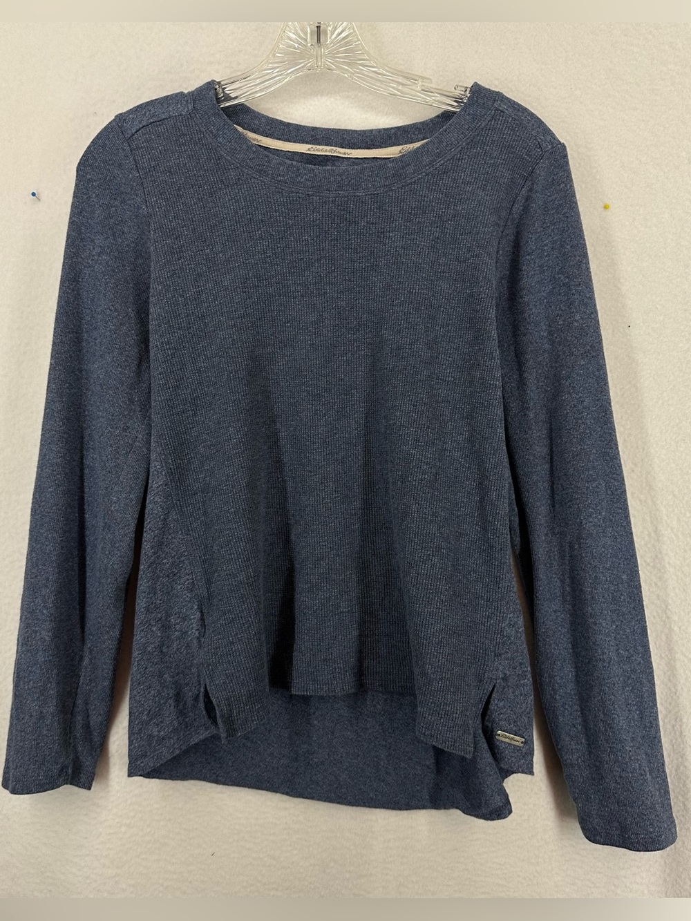 Eddie Bauer Women’s Blue Waffle Knit Long Sleeve Shirt Small Casual Outdoor